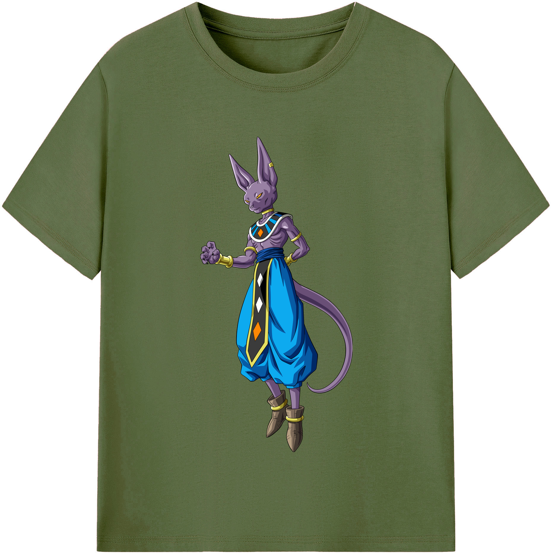 （画像用） ドラゴンボール ビルス 破壊神ビルス DRAGON BALL Beerus Birusu 綿100％半袖Tシャツ（フロントプリント）